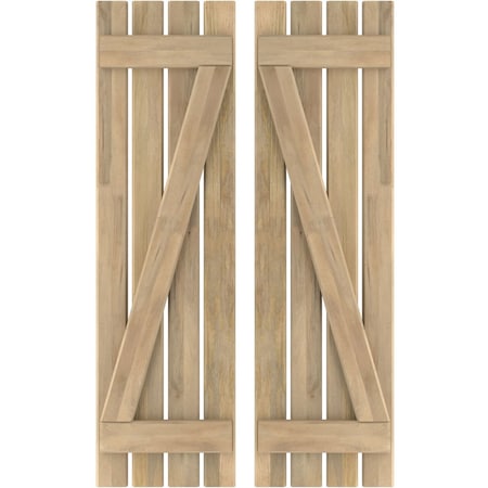 Americraft 4-Board (2 Batten) Wood Spaced Board-n-Batten Shutters W/ Z-Bar, ARW102SB415X79UNH